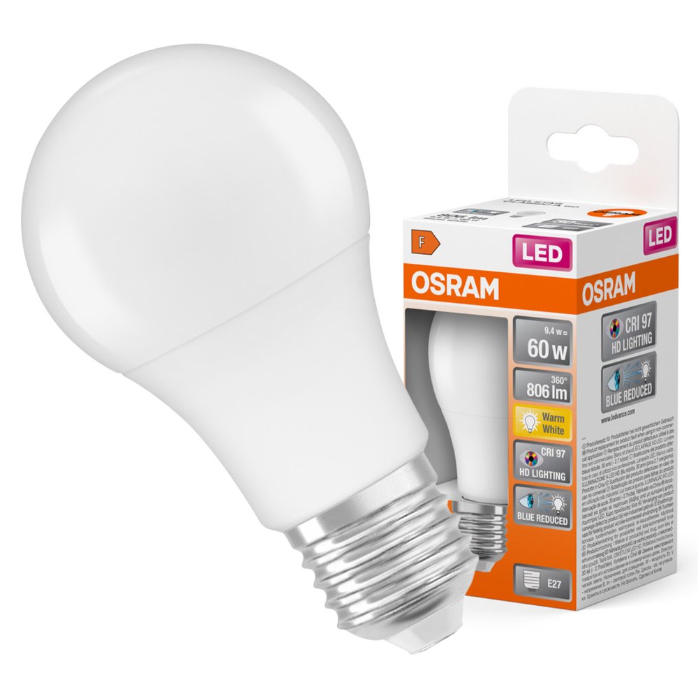 LED žiarovka A60 E27 9,4W = 60W 806lm 2700K Warm CRI>97 180° CLASSIC Osram