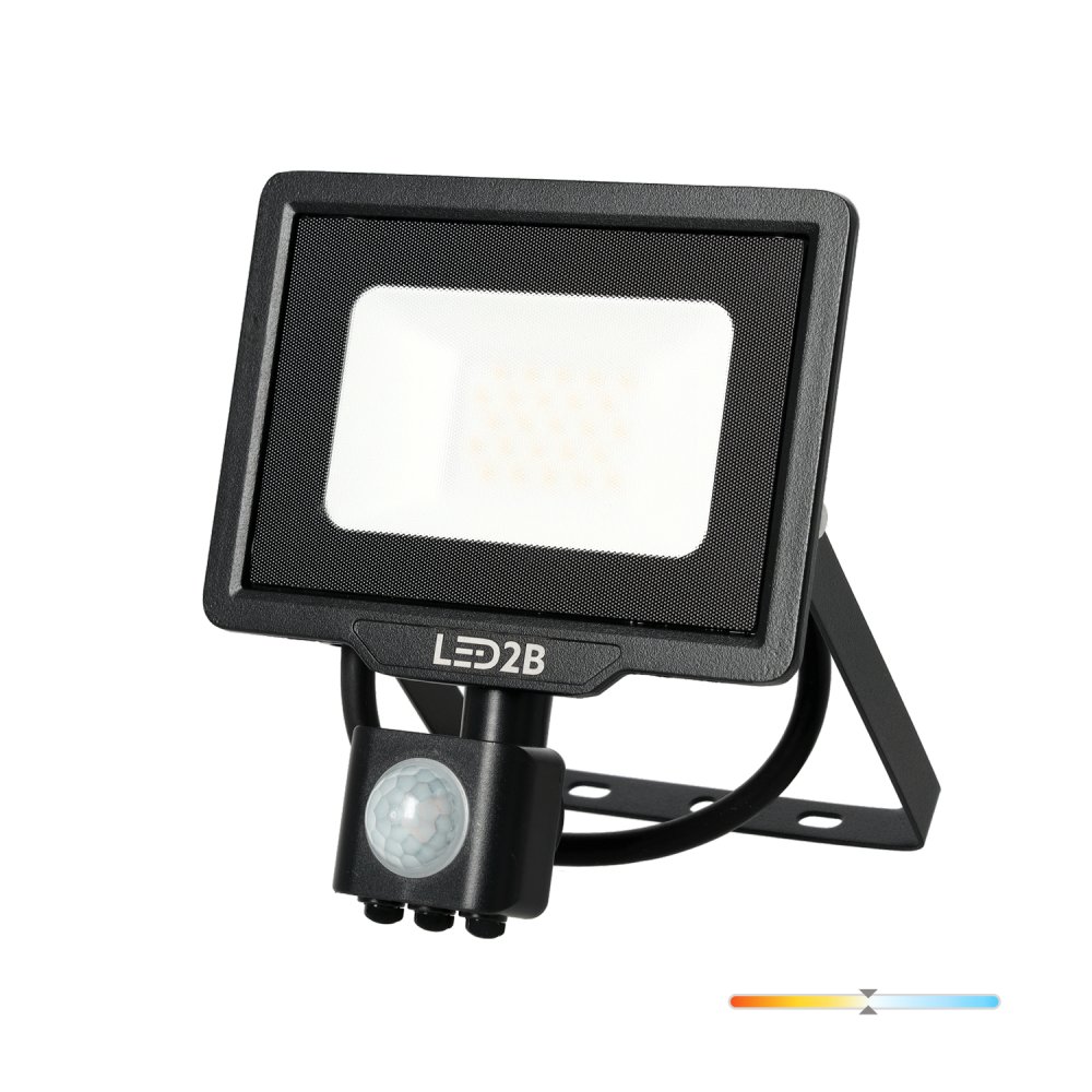 E-shop Vonkajší záhradný LED reflektor 20W 1600lm 4000K neutrálna 120° so senzorom pohybu a súmraku IP65 čierny MHC Kobi