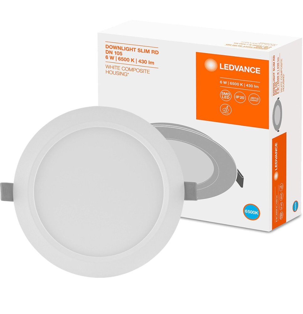 Zapustený zapustený LED panel 6W 6500K DOWNLIGHT Slim DN105 LEDVANCE round