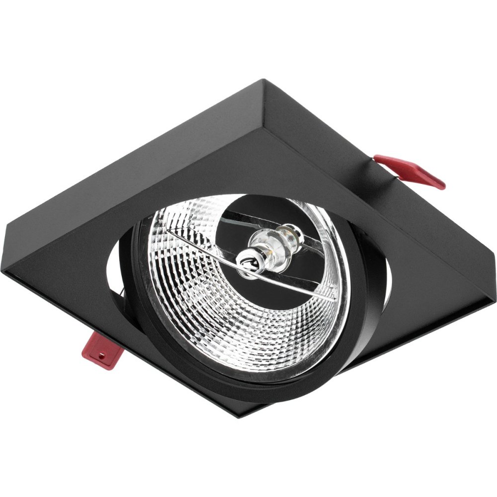 Zápustná montáž GU10 AR111 14,5 cm štvorcová čierna CARPI LUMILED