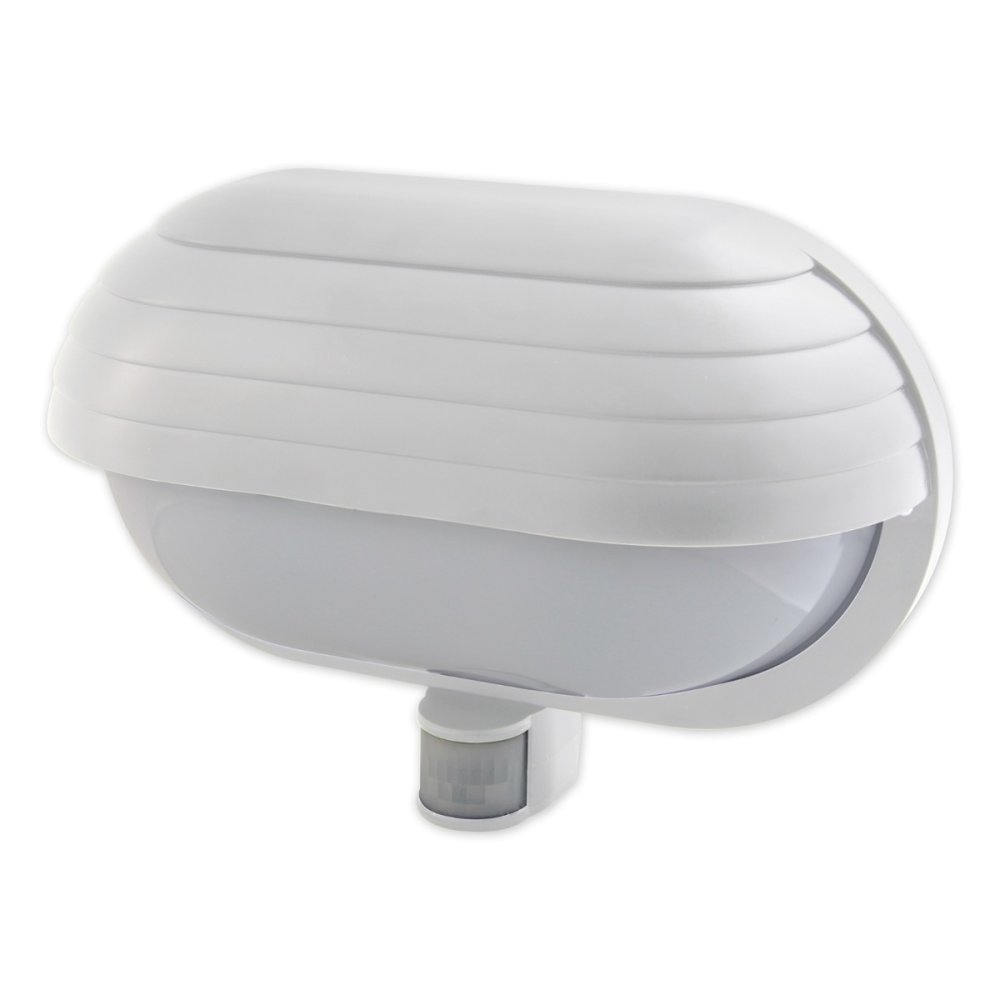 Záhradné nástenné svietidlo FRODA E27 IP44 s PIR senzorom biele