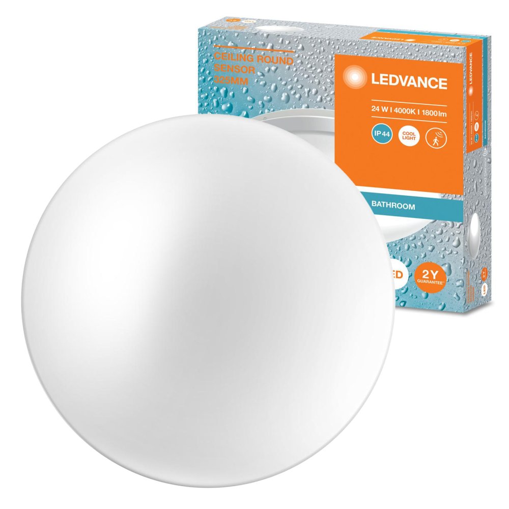 LED stropný plafón 24W 1800lm 4000K neutrálny IP44 biely so zvukovým senzorom stropný Ledvance