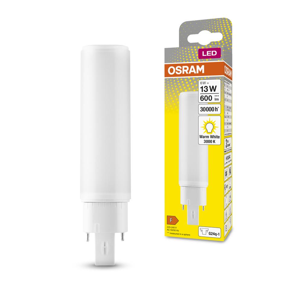 Jednostranná LED žiarivka G24q-1 6W = 13W 600lm 3000K Warm 120° DULUX LED D/E HF & AC Osram