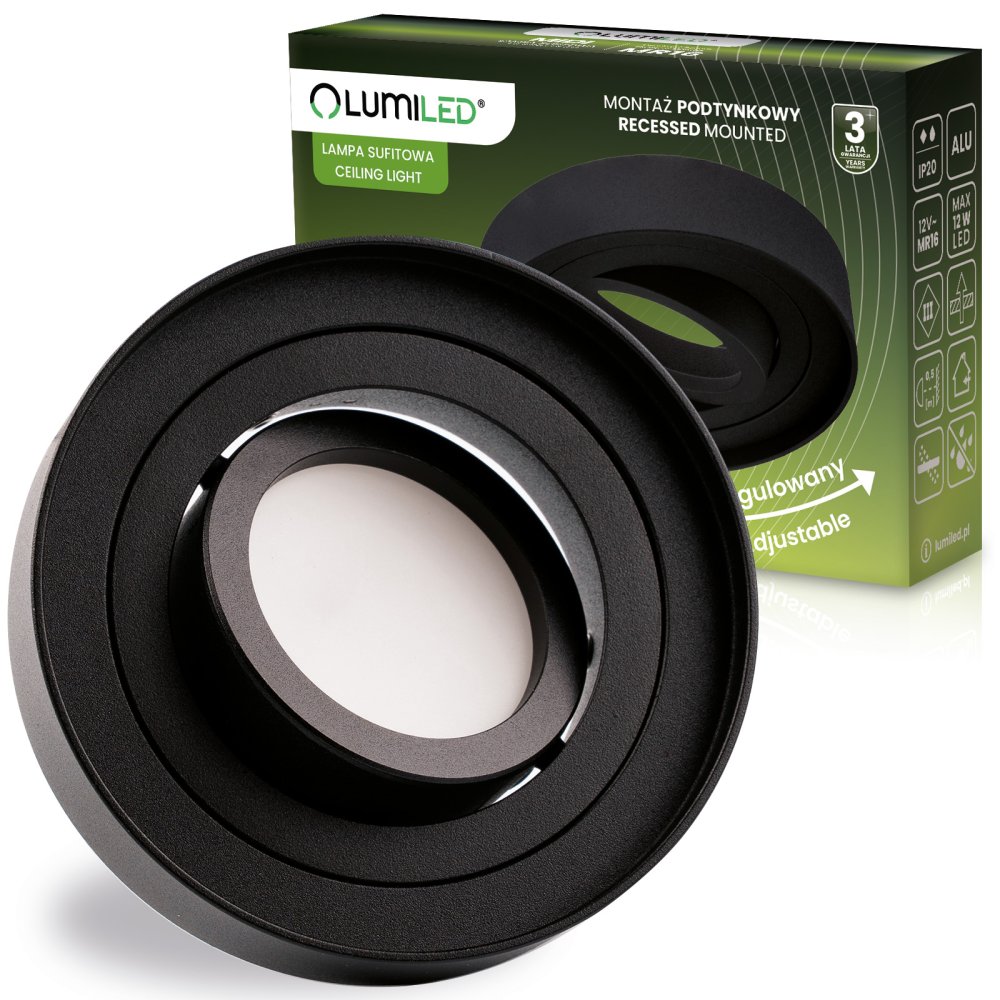 E-shop Svietidlo HALOGEN TUBA SPOT na zapustenú montáž Midi GU10 Lumiled Round Black 20mm