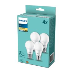 4PAK LED žiarovka E27 A60 8W = 60W 806lm 2700K Warm PHILIPS