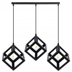 Závesná stropná lampa geometrická štvorec zves LED 3x E27 TALUS čierna LUMILED