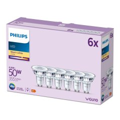 Sada 6x halogénová žiarovka LED GU10 PAR16 4,6W = 50W 355lm 2700K Warm 36° PHILIPS