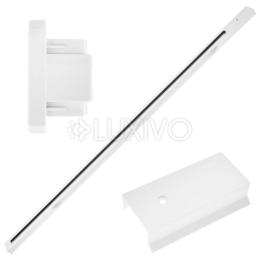 Biela jednofázová hliníková prípojnica pre reflektory 200 cm