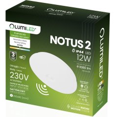 LED plafón Povrchová montáž 12W NOTUS 2 Round Motion Sensor IP44 25 cm LUMILED