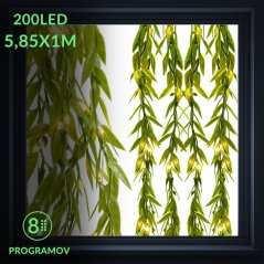 Vianočná led svetelná záclona vonkajšia - svietiaca zeleň - programátor - 200led - 5,85mx1m - 20ks - teplá biela