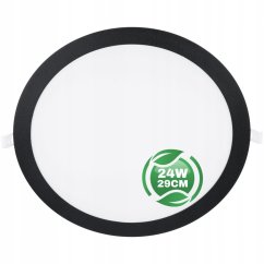Plafond LED panel 24W 4000K 1920lm 29cm Round Flush Mount Black ECOLIGHT