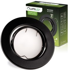 Zapustené svietidlo halogénové pohyblivé okrúhle AURELI čierna plech MR16 GU10 Lumiled