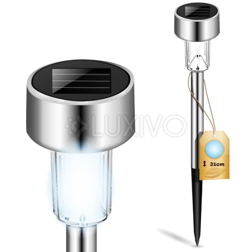 Záhradná lampa LED so solárnym pohonom Chrome 6500K PALIS LUMILED