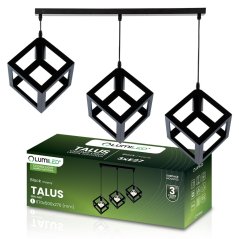 Závesná stropná lampa geometrická štvorec zves LED 3x E27 TALUS čierna LUMILED