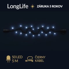 LongLife spojovateľná led svetelná reťaz vonkajšia - 50led - 5m studená biela