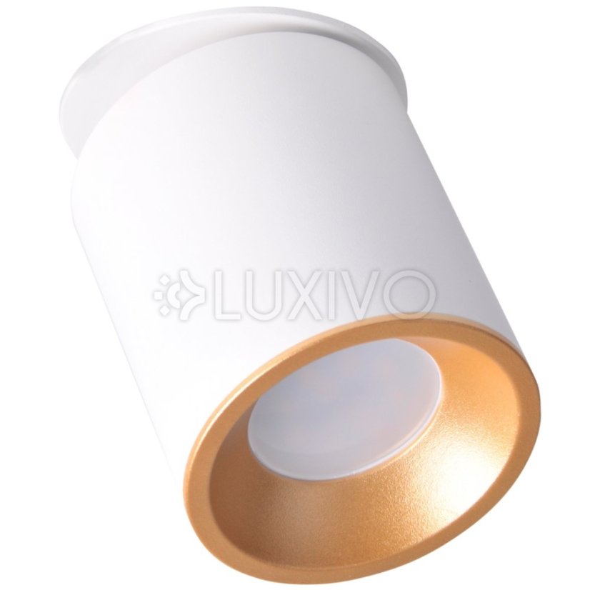 Podhľadové svietidlo HARON GU10 Tuba Spot Kruhové pohyblivé stropné svietidlo Bielo-zlaté GOLDLUX