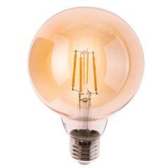 LED žiarovka E27 guľa G95 4W = 40W 470lm 2000K teplá 360° jantárová filament LUMILED