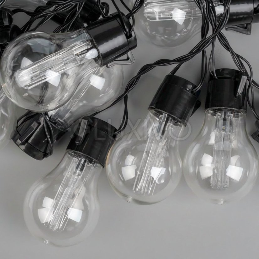 Girlanda solárna záhradná 30x LED dekoratívna žiarovka 10, 7m 2700K teplá LUMILED