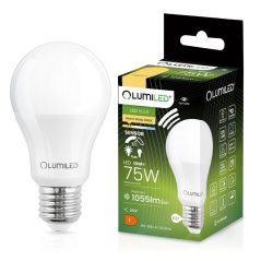 LED žiarovka E27 A60 10W = 75W 1055lm 3000K teplá 260° so senzorom pohybu LUMILED