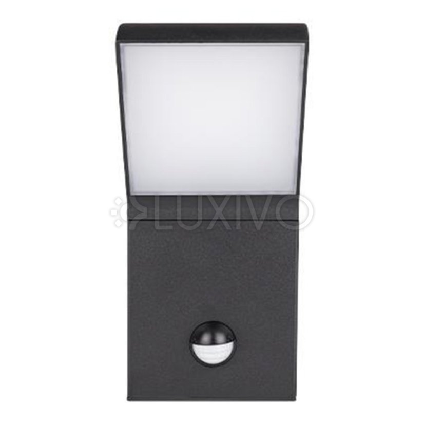 Lampa LED záhradná nástenné svietidlo fasádne vonkajšie 12W 550lm 4000K neutrálna 120° čierna IP54 so senzorom pohybu Clark Masterled