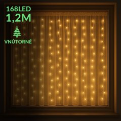 Vianočná led svetelná záclona vnútorná - záves - 168led - 1,2m teplá biela