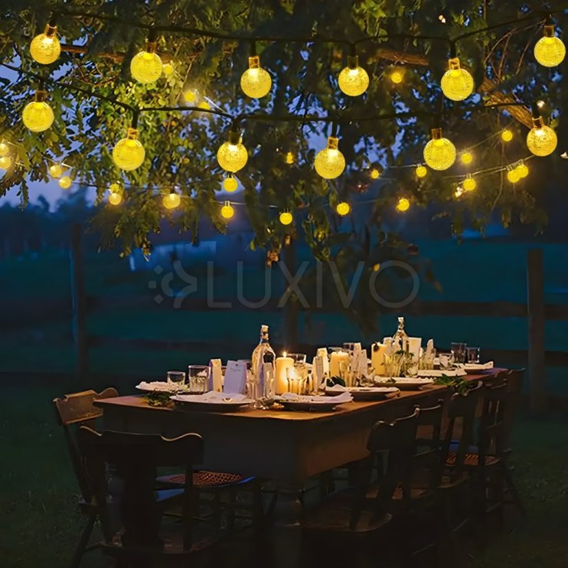 Solárne záhradné girlandy Solárne svetlá 100x LED žiarovka Balkónové gule 16m 3000K GALLA3 LUMILED