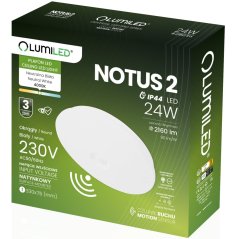 LED plafón Povrchová montáž 24W NOTUS 2 Round Motion Sensor IP44 33 cm LUMILED