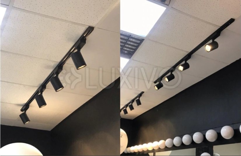 Čierna jednofázová hliníková prípojnica pre reflektory 200 cm