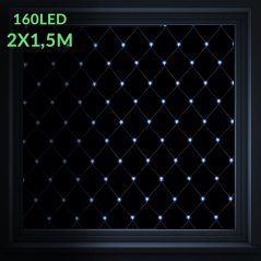 Vianočná led svetelná sieť vonkajšia - 160led - 2x1,5 m studená biela