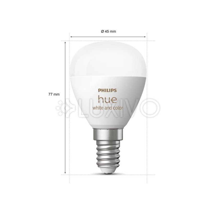 LED žiarovka E14 Ball P45 5,1W = 40W 470lm 2000-6500K CCT + RGB SMART Smart Bluetooth ZigBee White and Color Ambiance Philips HUE