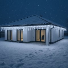 Vianočná led svetelná záclona vonkajšia - programy - časovač - 150led - 5m studená biela