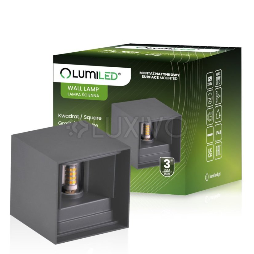 Záhradné nástenné svietidlo LED G9 nastaviteľné zhora nadol Graphite PYXIS LUMILED