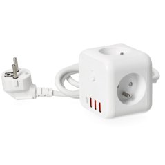 Sieťová predlžovacia šnúra 3× zásuvka s uzemnením 3× USB USB-C vypínač On/Off 1, 5m biela Linea Pro Cube Kobi