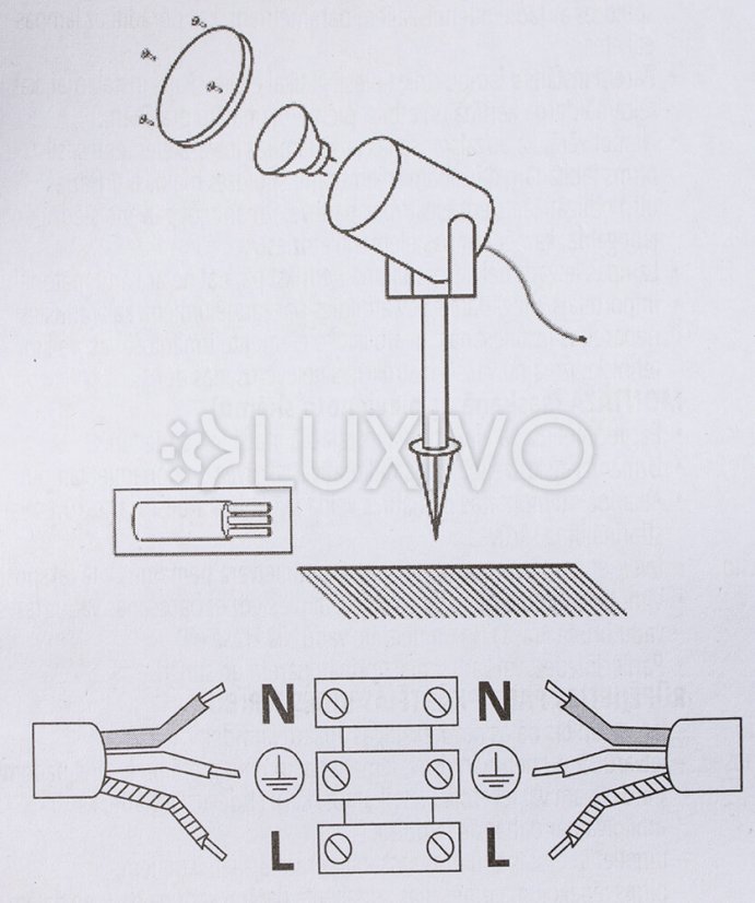 Záhradná lampa LED GU10 IP65 HAPPY Black - kábel 1 m