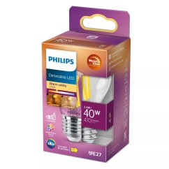 LED žiarovka E27 Ball P45 3,4W = 40W 470lm 2200-2700K Warm CRI90 FILAMENT Dimmable WarmGlow Philips