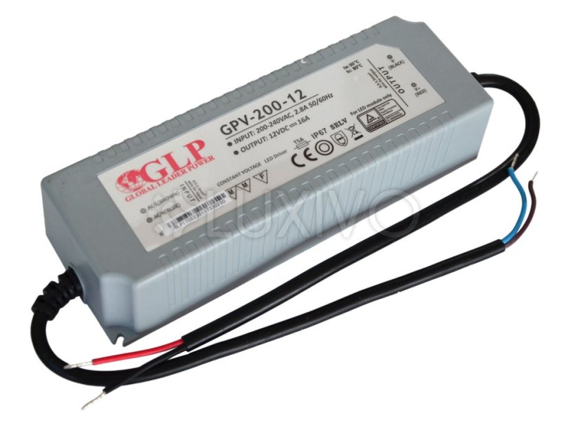 LED napájací zdroj 12V 192W 16A GPV-200-12 GLP hermetický
