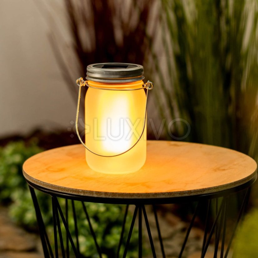 Záhradný lampáš LED Solar Jar Flame 13cm