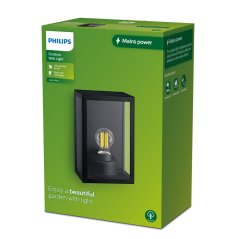 Vonkajšie nástenné svietidlo E27 IP44 čierne Alzor Philips