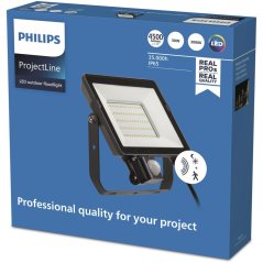 LED reflektor 50W 4500lm 3000K IP65 čierny so senzorom pohybu a súmraku ProjectLine Floodlight PHILIPS