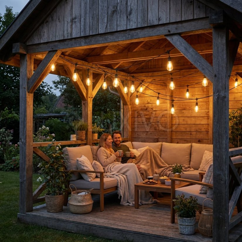 Záhradná solárna girlanda 20x LED dekoračné žiarovky 11, 68m 3000K teplá biela + diaľkové ovládanie LUMILED