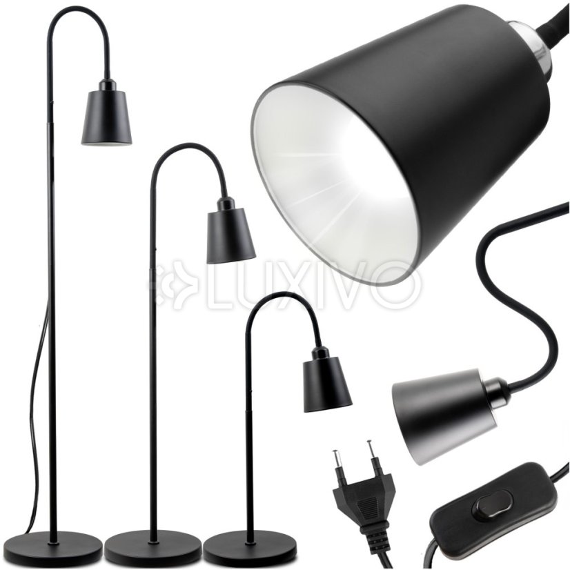 Lampa stojaca podlahová stolová LED E27 čierna s reguláciou výšky Kalso Lumiled