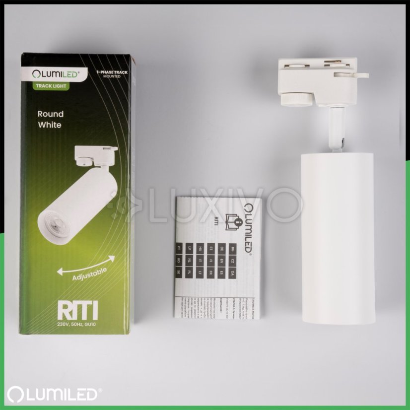 Reflektor koľajnicový GU10 biela RITI lampa do jednofázových koľajnicových systémov LUMILED