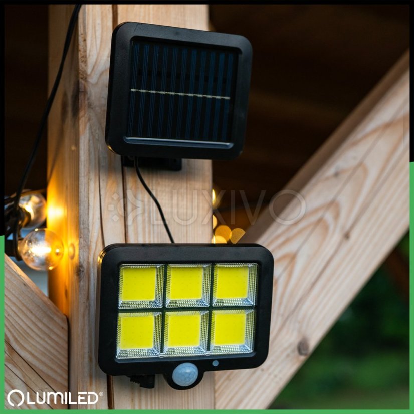 Solárne reflektory LED Halogénová záhradná lampa 6500K IP65 Senzor pohybu a súmraku DECRO LUMILED