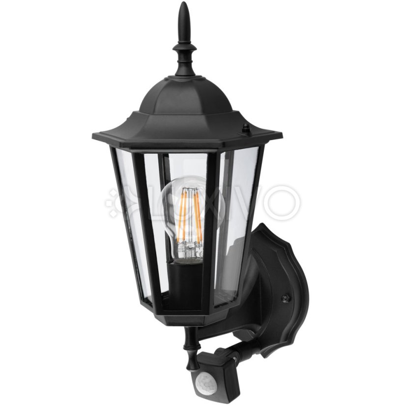 Vonkajšie nástenné svietidlo E27 so senzorom pohybu čierne BELLIS LUMILED