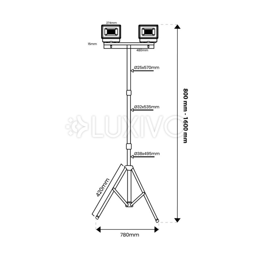 Reflektor LED Halogén lampa 2 x 100W na statíve GLAREX 4000K LUMILED