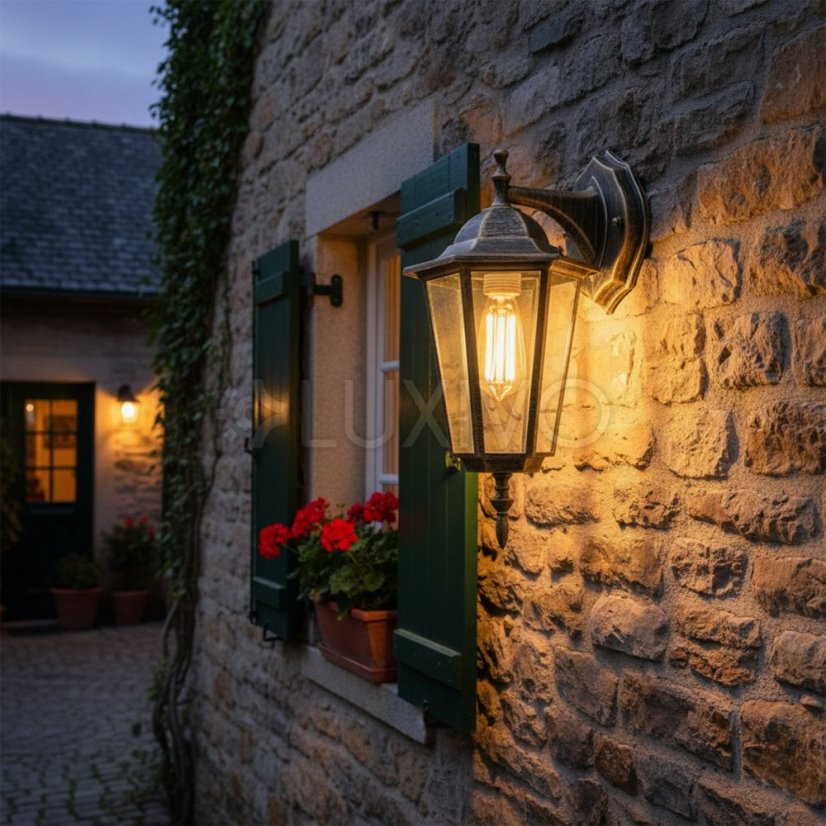Vonkajšie fasádne nástenné svietidlo E27 LATARNIA DOWN DOWN Patina BELLIS LUMILED