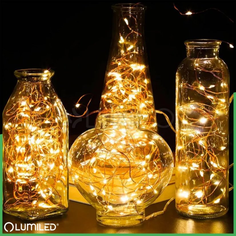 Solárna záhrada Girlanda 100 LED 12m 2700K Teplá biela LUMILED