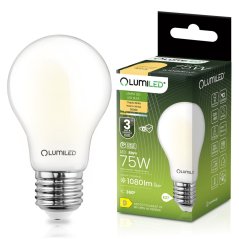 Žiarovka LED E27 A60 8W = 75W 1080lm 3000K teplá 360° filament LUMILED