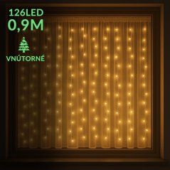 Vianočná led svetelná záclona vnútorná - záves - 126led - 0,9m teplá biela
