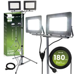 Reflektor LED Halogén lampa 2 x 100W na statíve GLAREX 4000K LUMILED